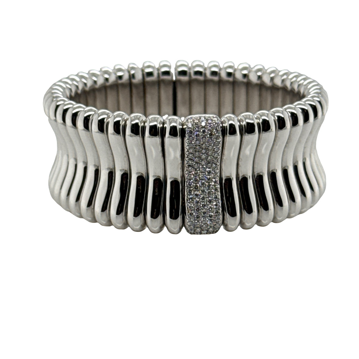 Wide Gold and Diamond Cuff Bracelet
