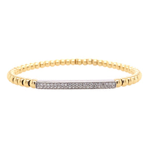 Gold Bead Stretch Bracelet with Diamond Bar