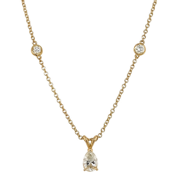 Pear Shaped Diamond Drop Necklace