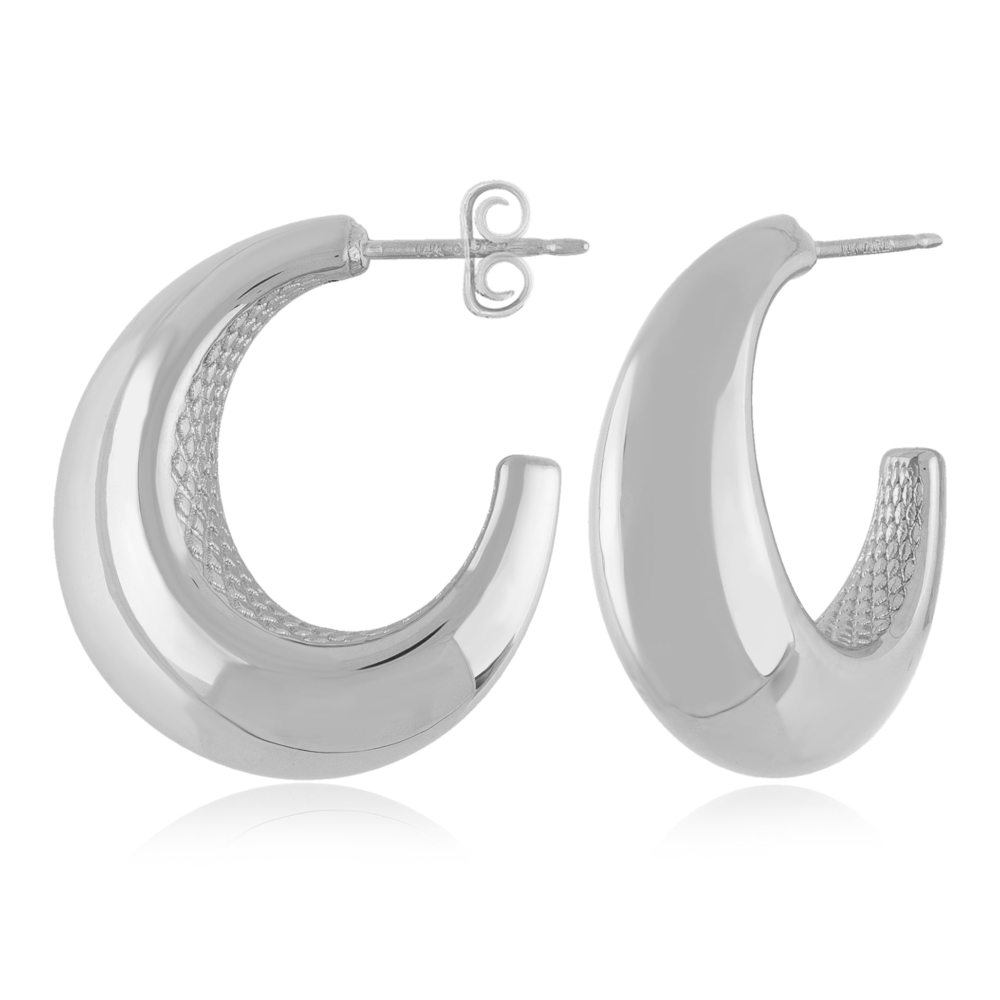 Silver Knife Edge Hoop Earring