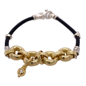 Leather and Gold Bracelet
