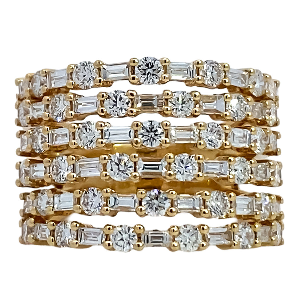 Six Row Diamond Band Ring