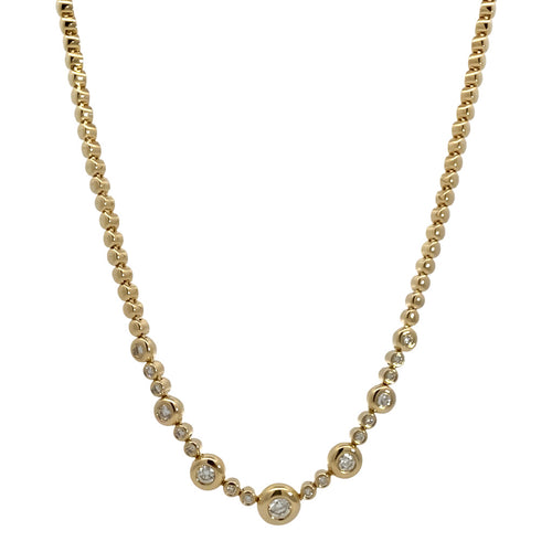 Bezel Set Diamond and Beaded Chain Necklace