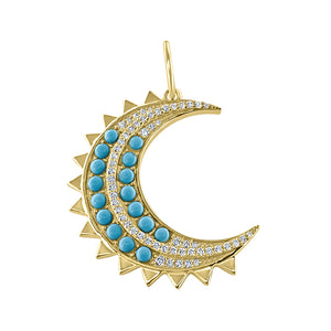 Turquoise and Diamond Moon Charm