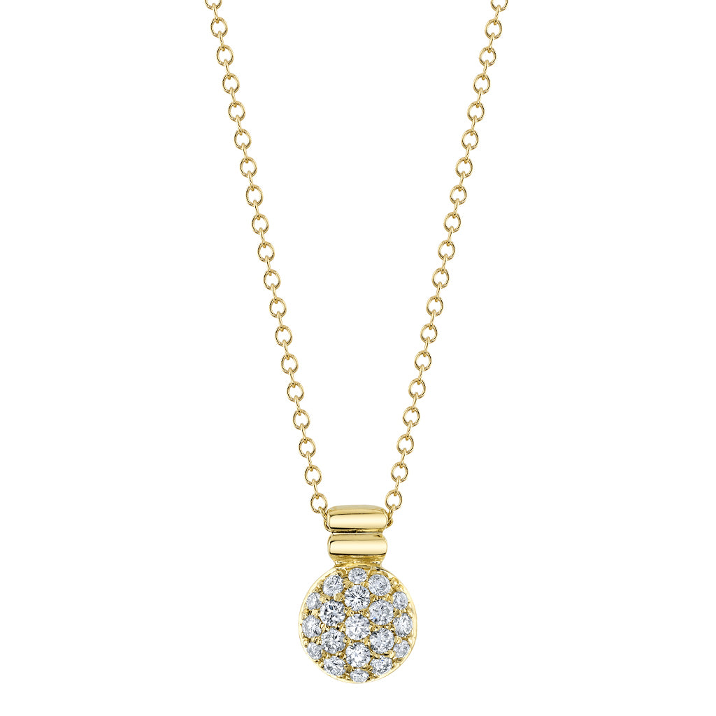 Domed Pave Disc Necklace