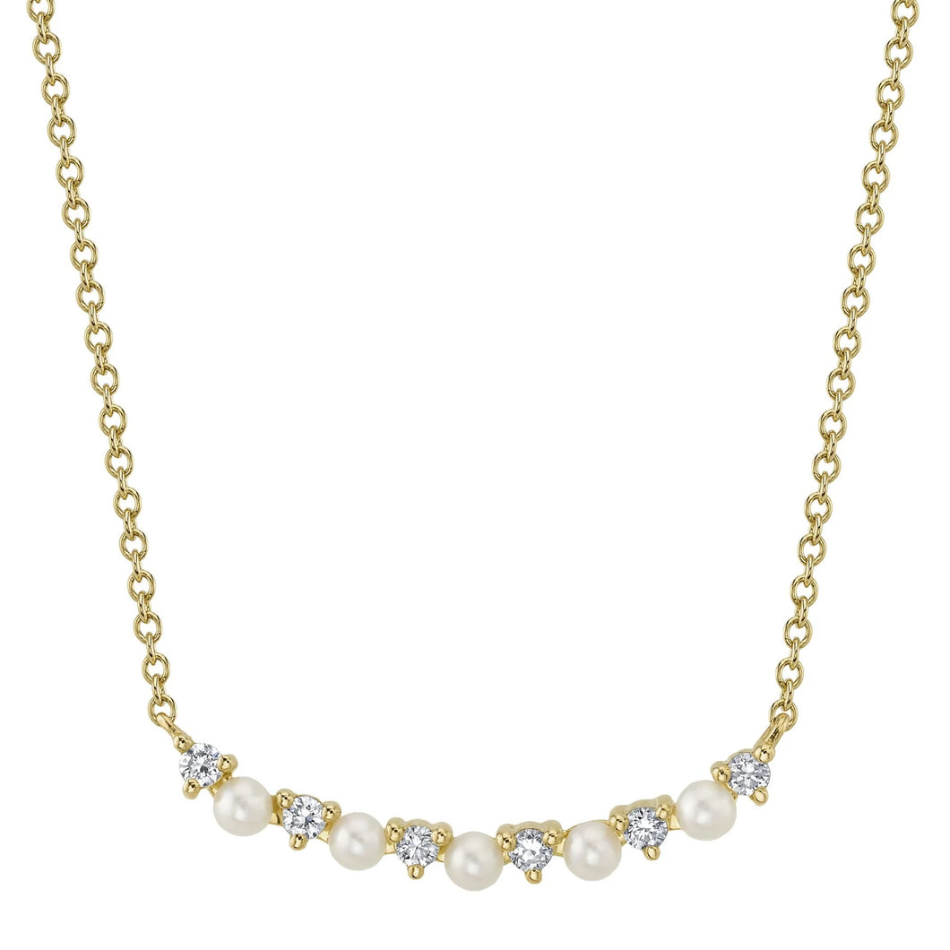 Pearl and Diamond Curve Necklace