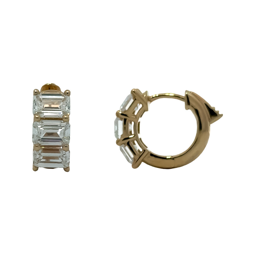 Emerald Lab Diamond Huggie Hoops