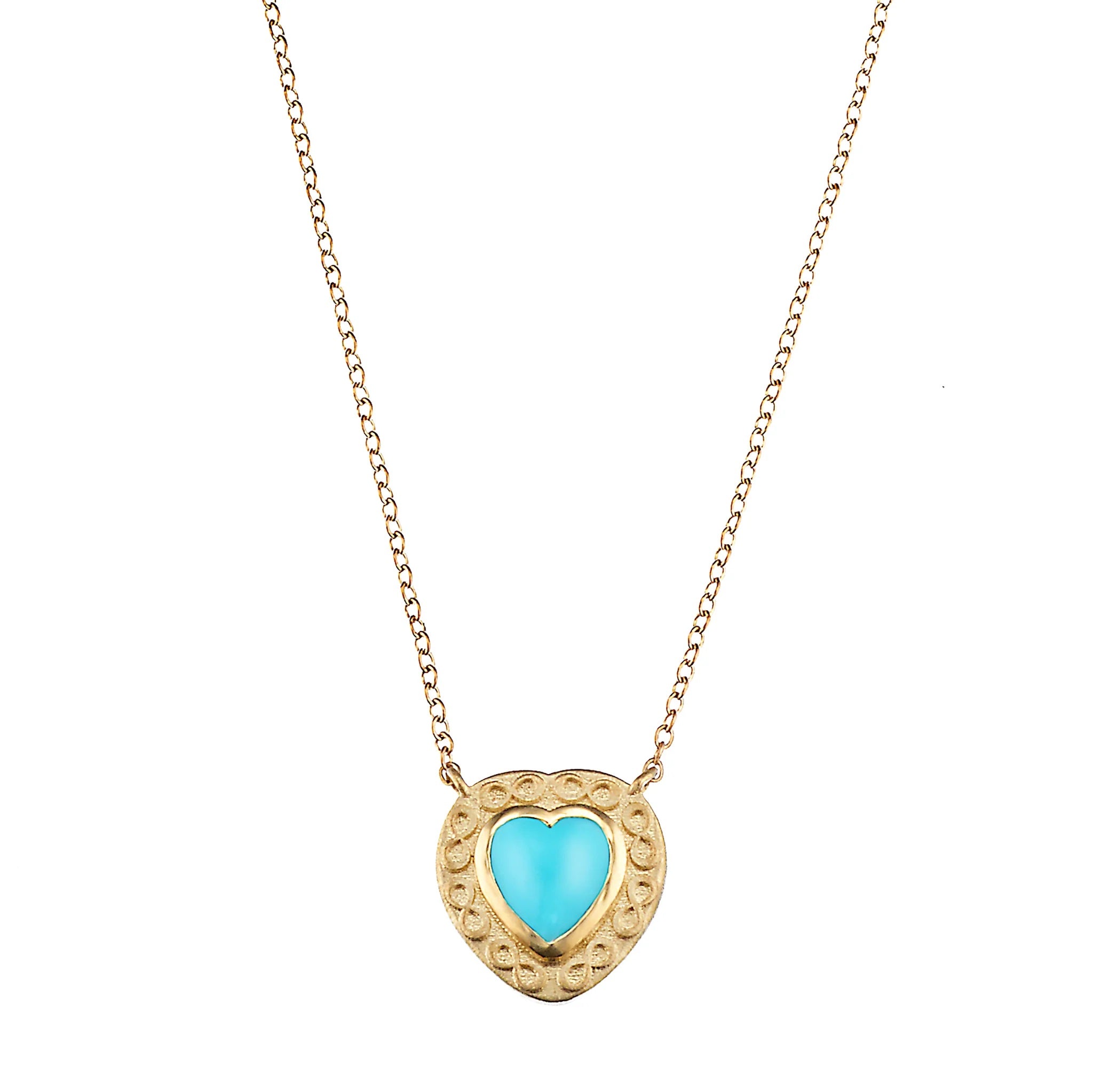 Turquoise Necklace with Gold Heart Charm