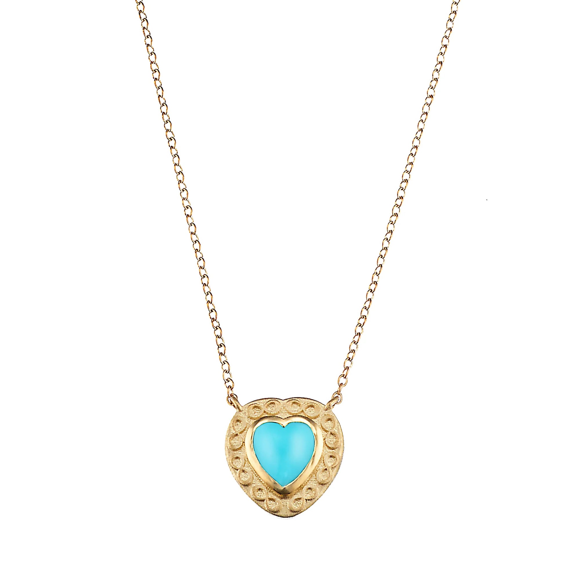 Turquoise Necklace with Gold Heart Charm