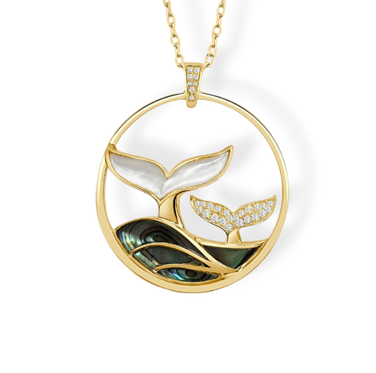 Whale Tail Mother-of-Pearl Pendant Necklace