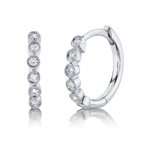 Milgrain Bezel Diamond Huggie Earrings