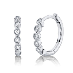 Milgrain Bezel Diamond Huggie Earrings