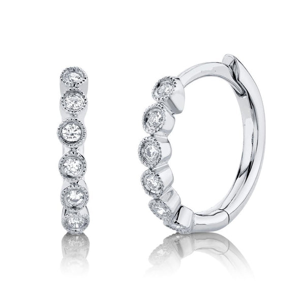 Milgrain Bezel Diamond Huggie Earrings