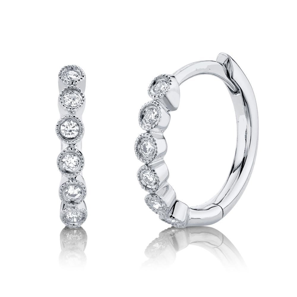 Milgrain Bezel Diamond Huggie Earrings
