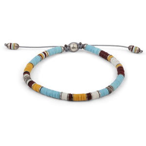 Light Blue "Boho" Bracelet with Yellow Discs