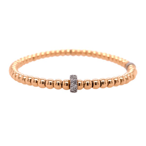 Gold Bead and Diamond Rondel Stretch Bracelet