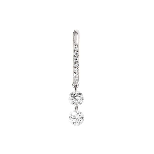 Double Diamond Huggie Earring