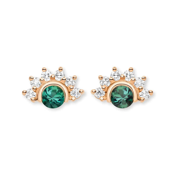 Green Tourmaline 'Mystic' Stud Earrings