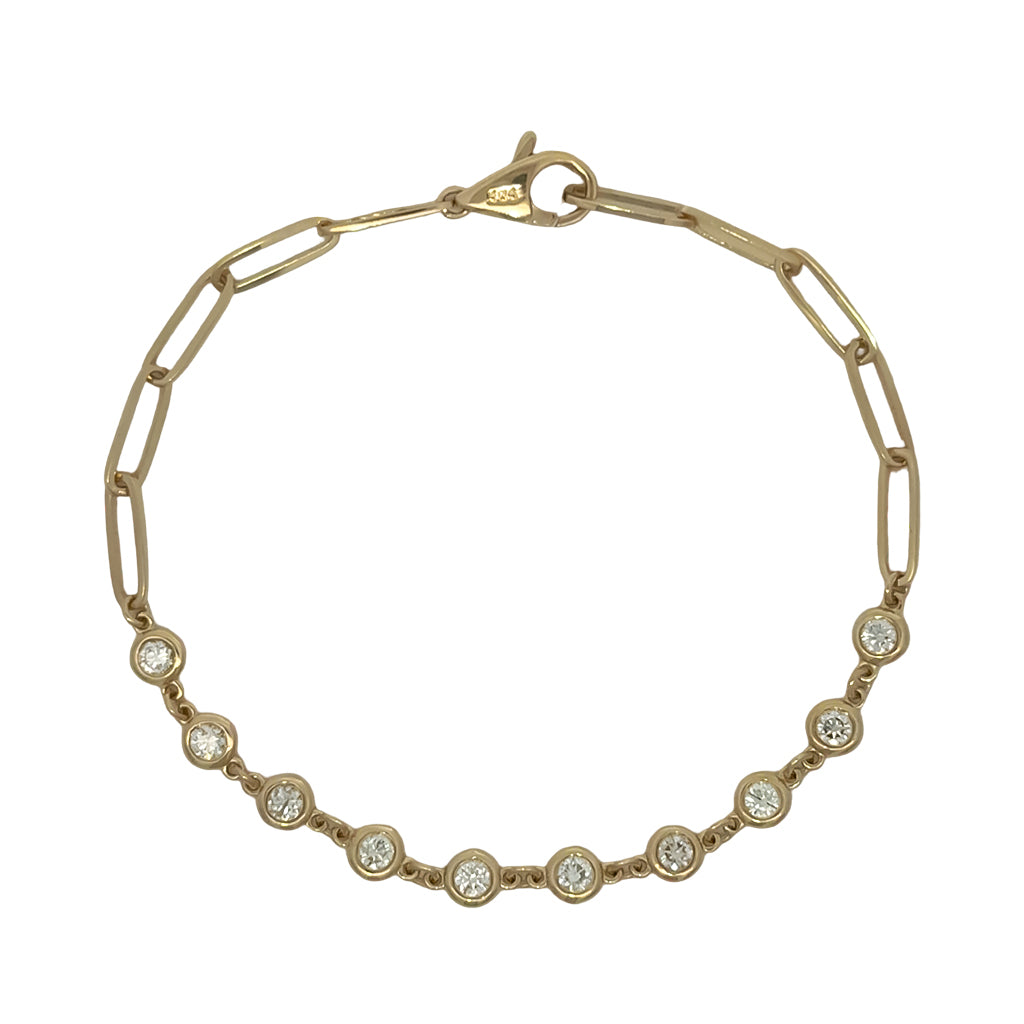 Diamond Bezel and Paperclip Bracelet