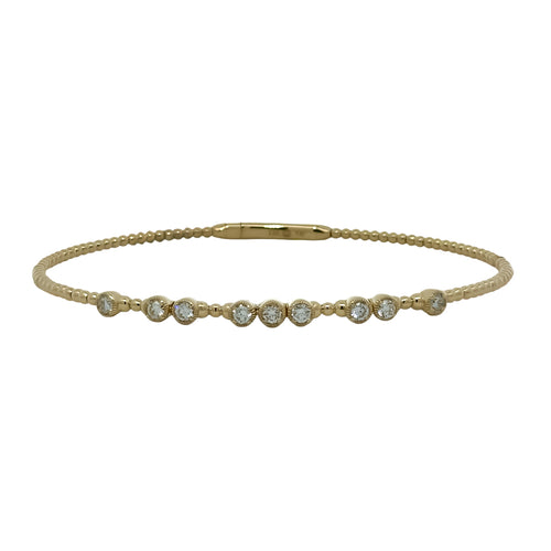 Nine Diamond Flexible Gold Bracelet