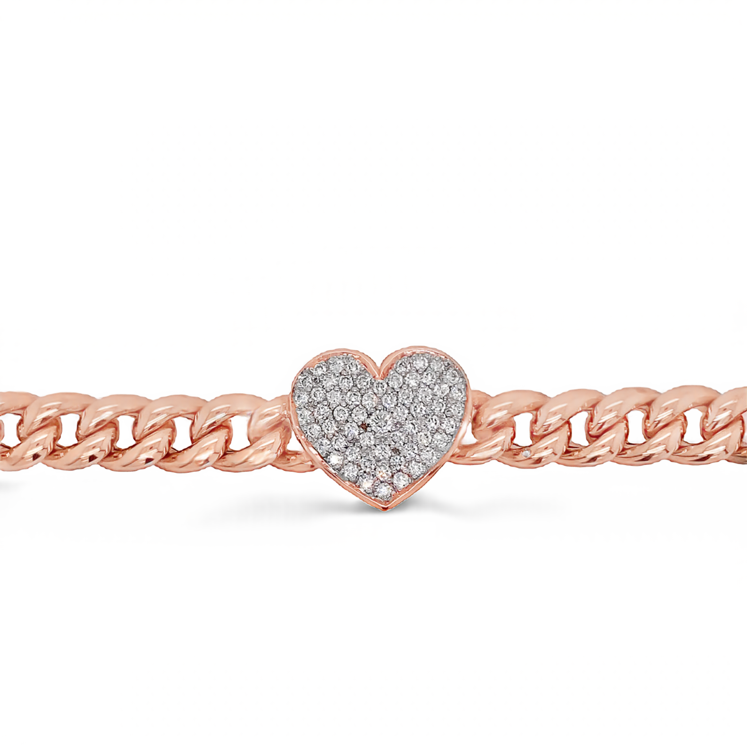 Rose Gold Chunky Chain Link Heart Bracelet