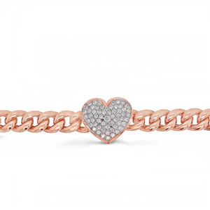 Rose Gold Chunky Chain Link Heart Bracelet