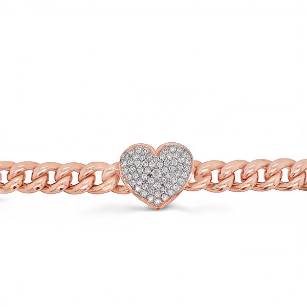 Rose Gold Chunky Chain Link Heart Bracelet