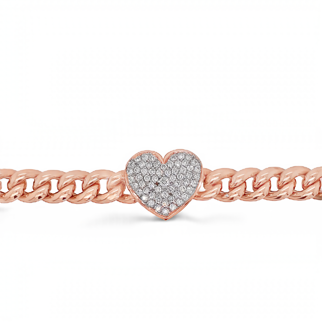 Rose Gold Chunky Chain Link Heart Bracelet