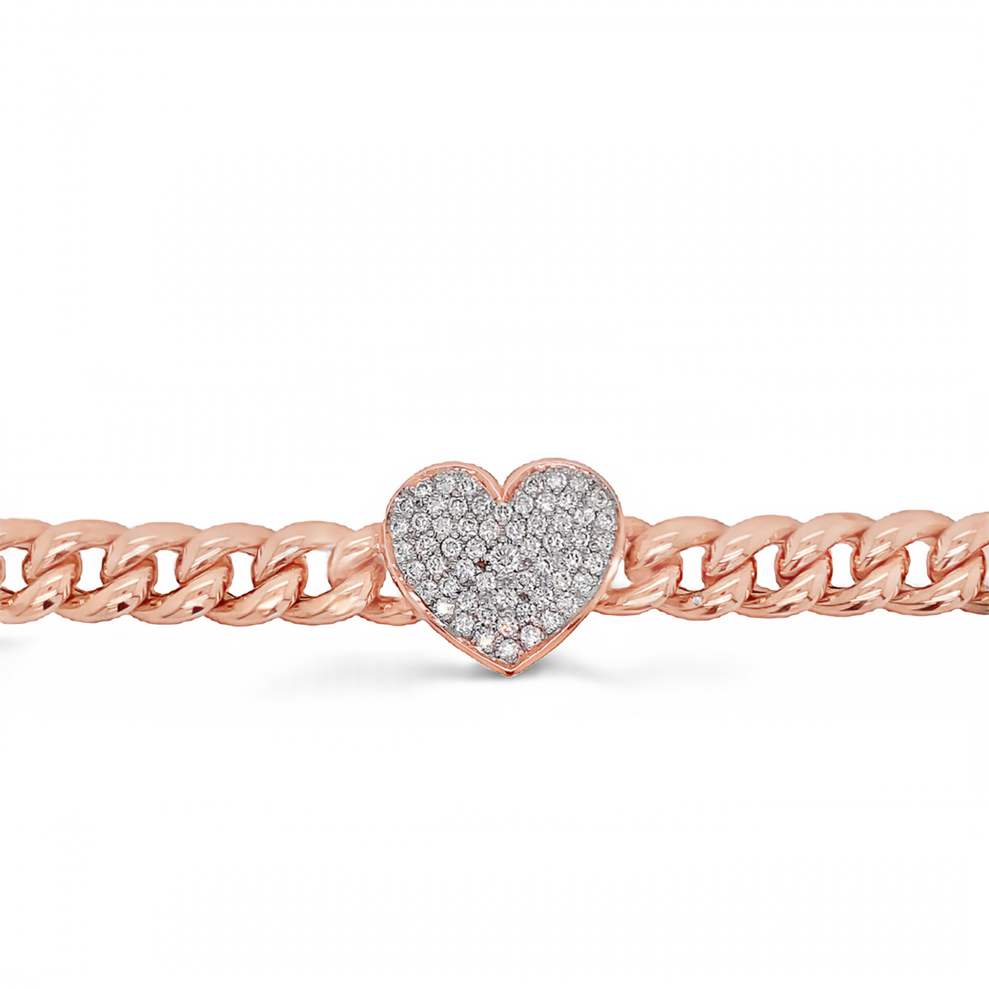 Rose Gold Chunky Chain Link Heart Bracelet