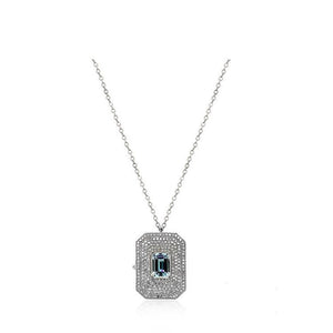 Aquamarine & Pave Diamond Locket Necklace