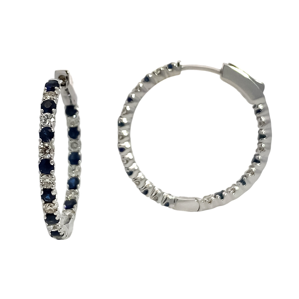 Sapphire and Diamond Hoop Earrings