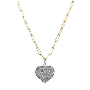 Curb Link Pave Heart Necklace