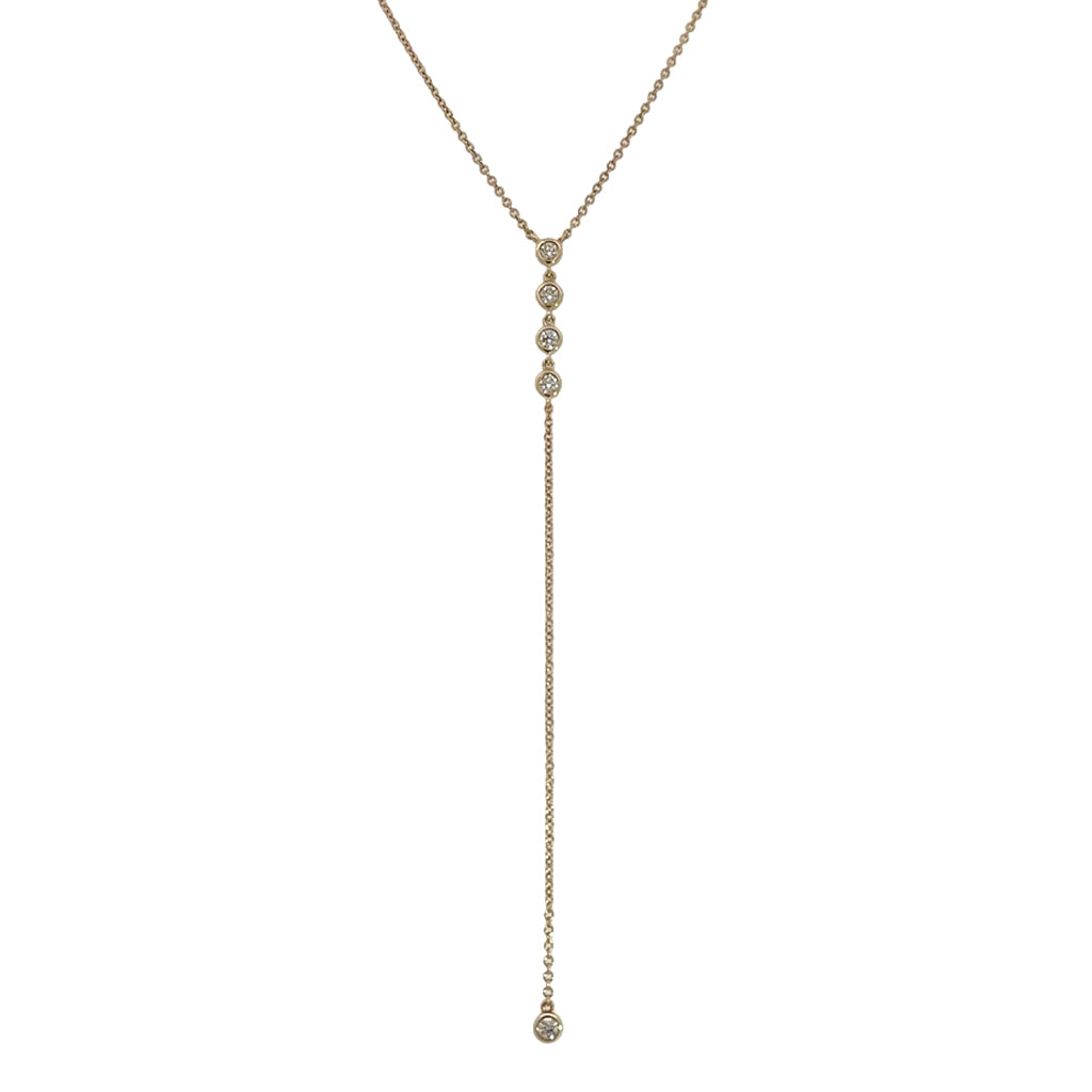 Bezel Diamond Lariat Necklace