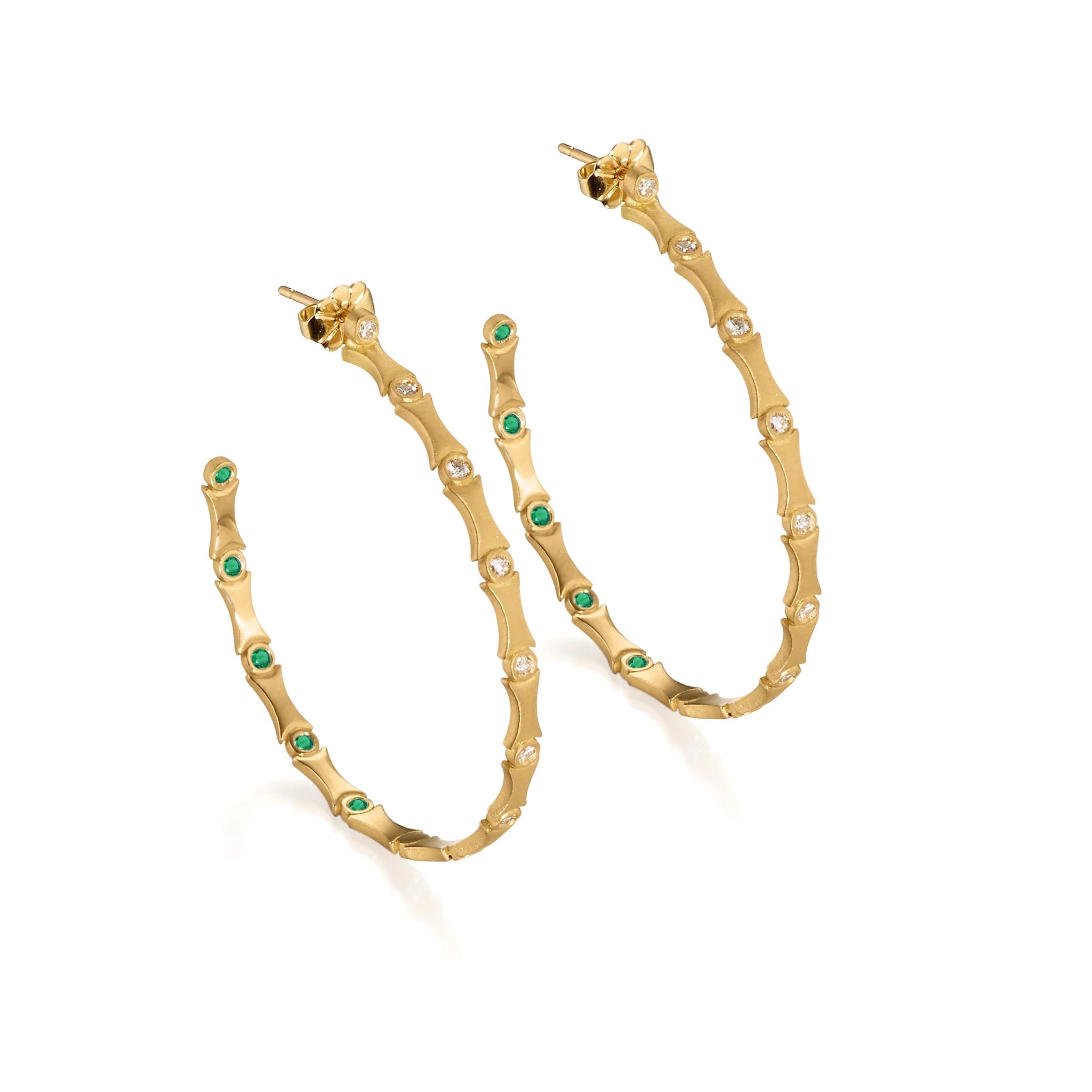 Emerald and Diamond Hoops