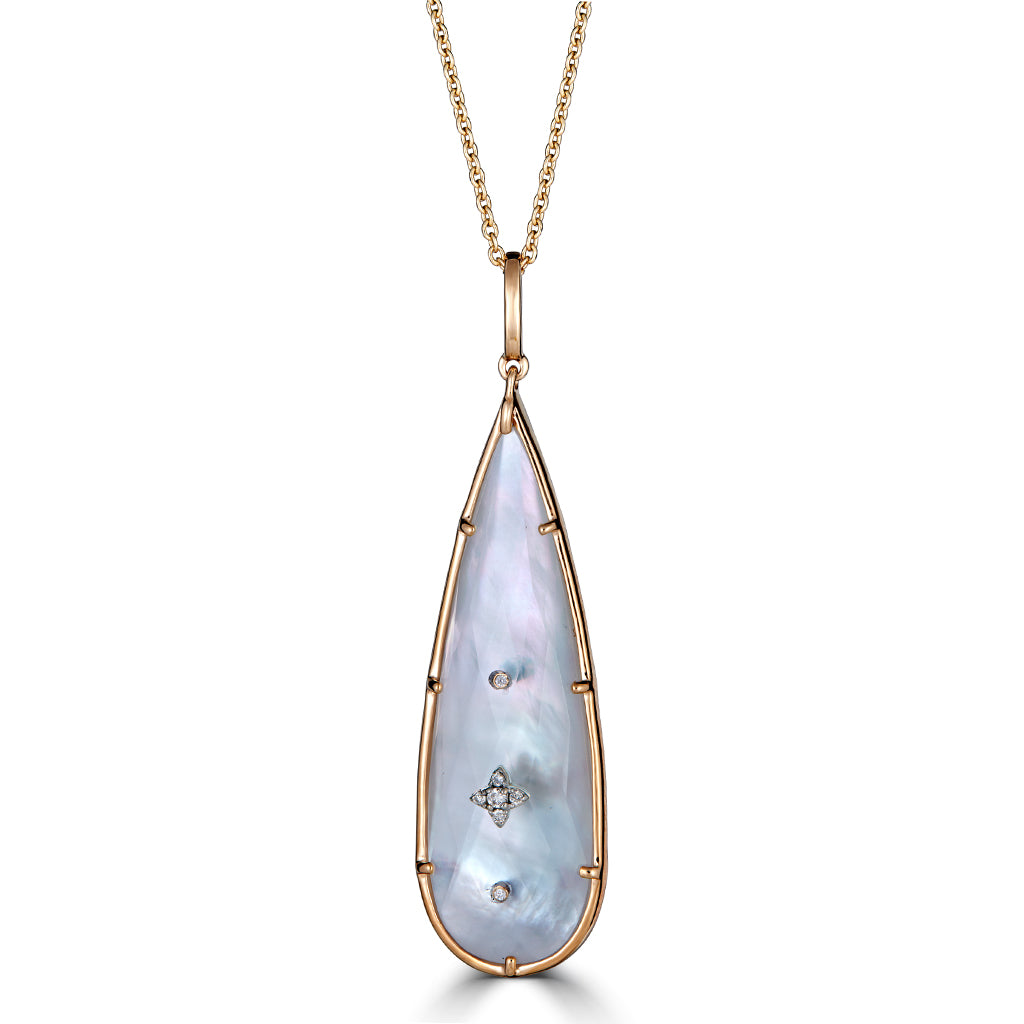 Mother of Pearl and Diamond  Accent Necklace
