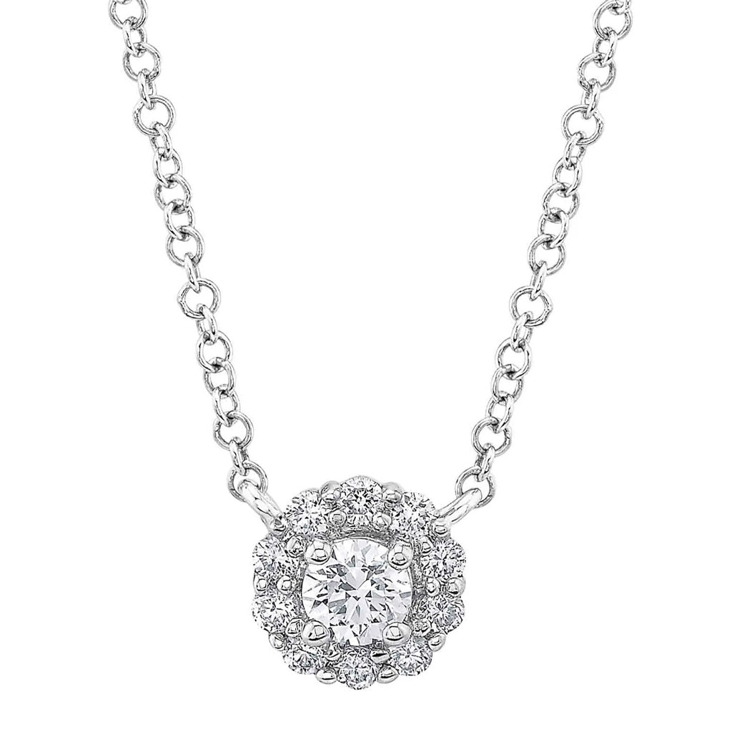 Small Diamond Halo Necklace