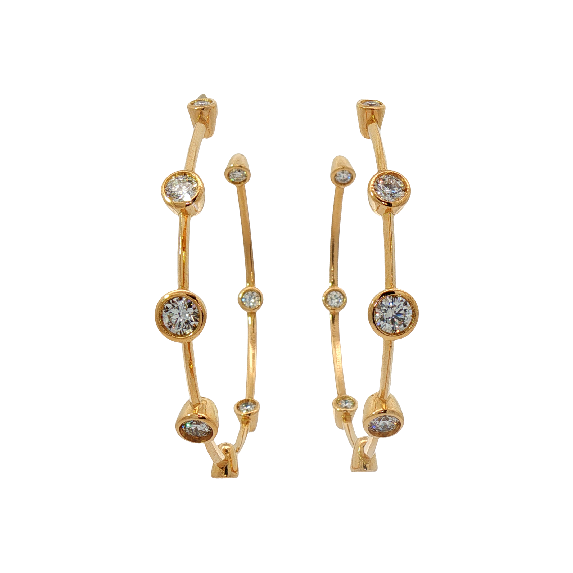 Graduated Bezel Elettra Hoop Earrings