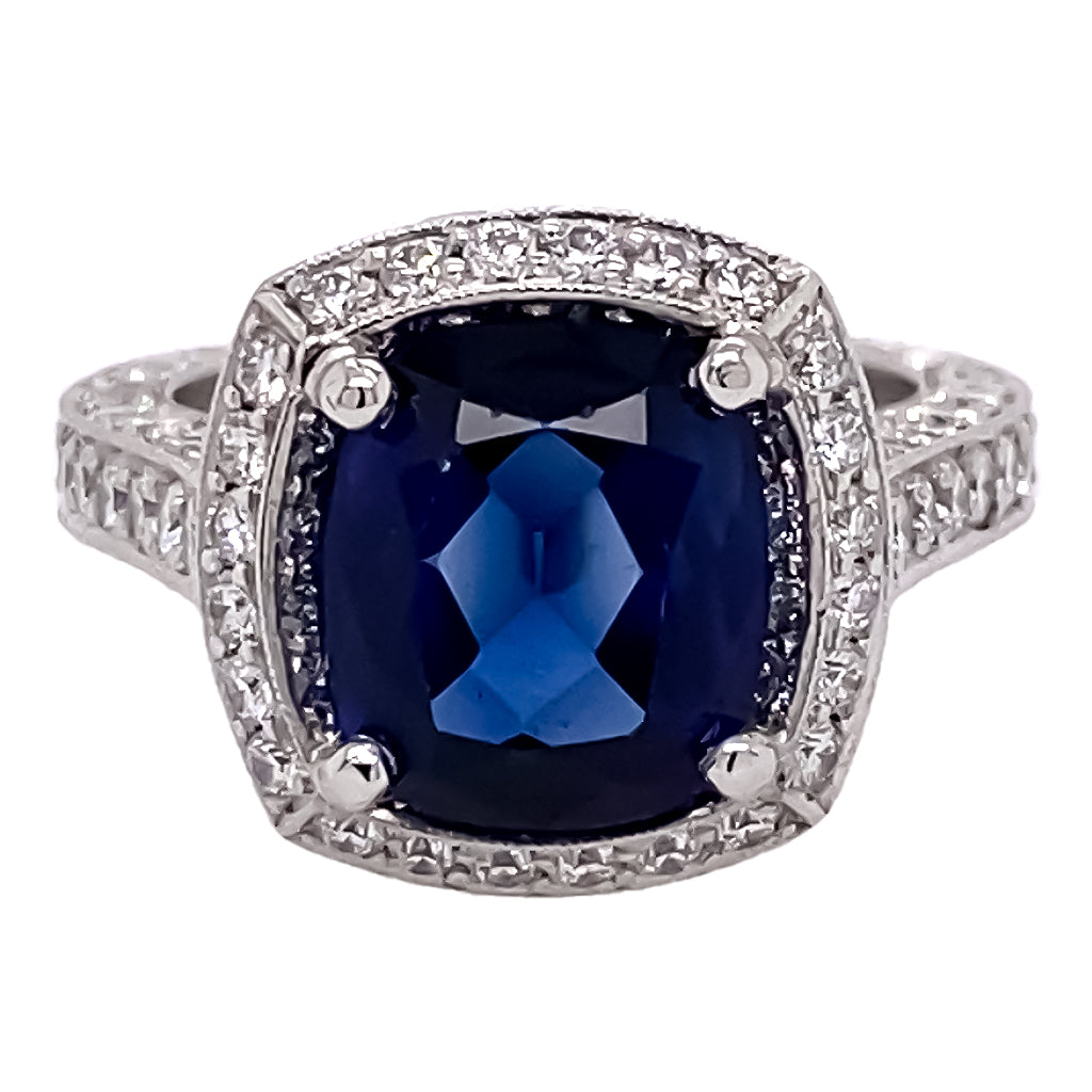 Diamond and Synthetic Sapphire Ring