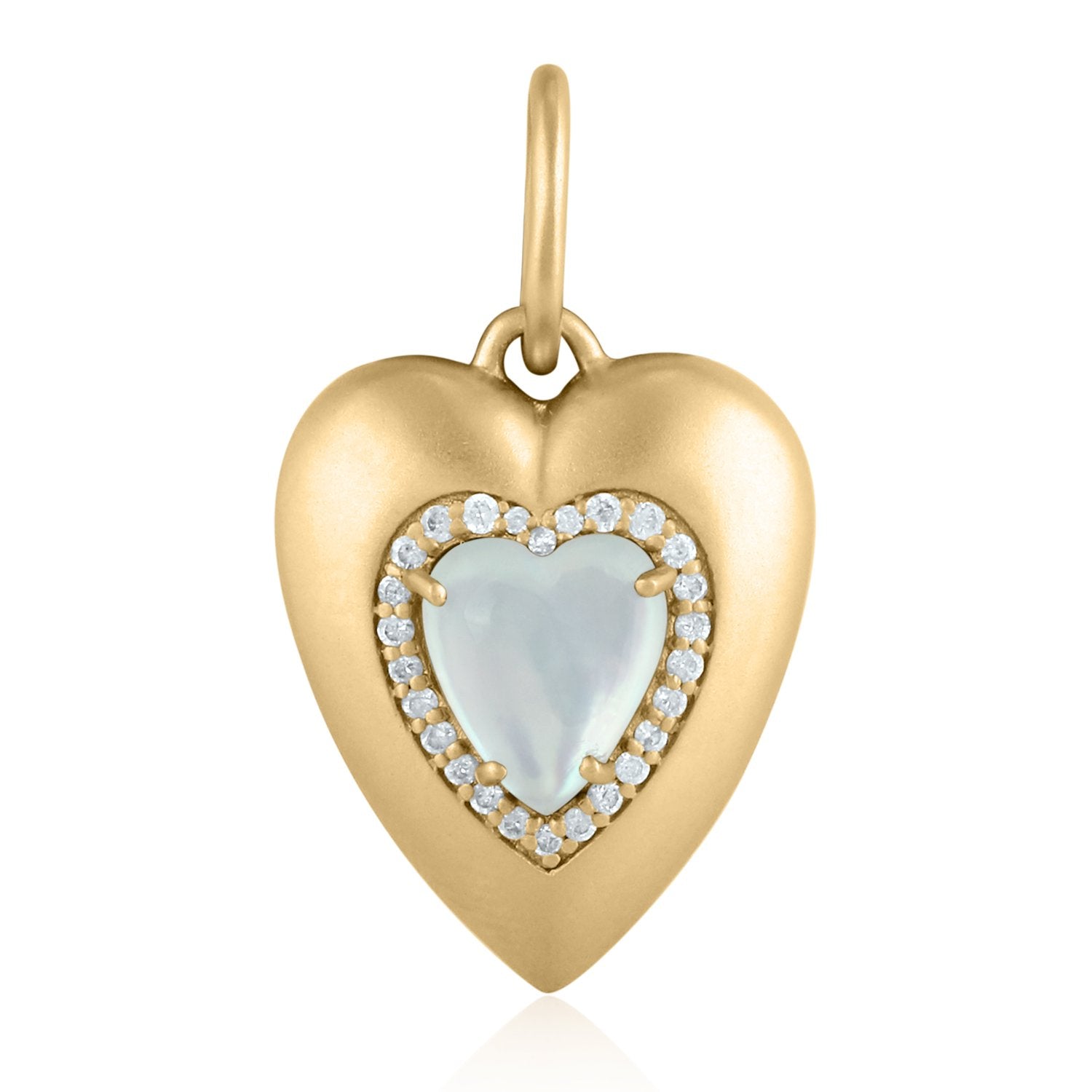 Mother of Pearl and Gold Heart Charm