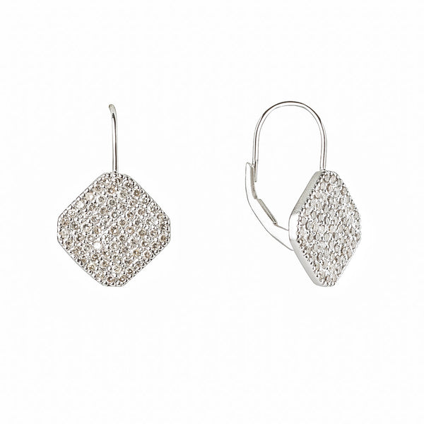 'Isabella' Pave Diamond Chamfered Earrings