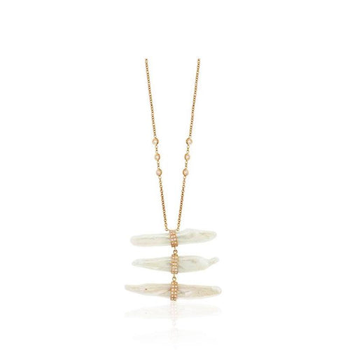 Pearl and Diamond Ladder Necklace