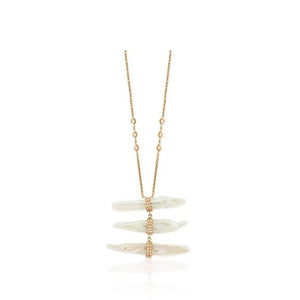 Pearl and Diamond Ladder Necklace