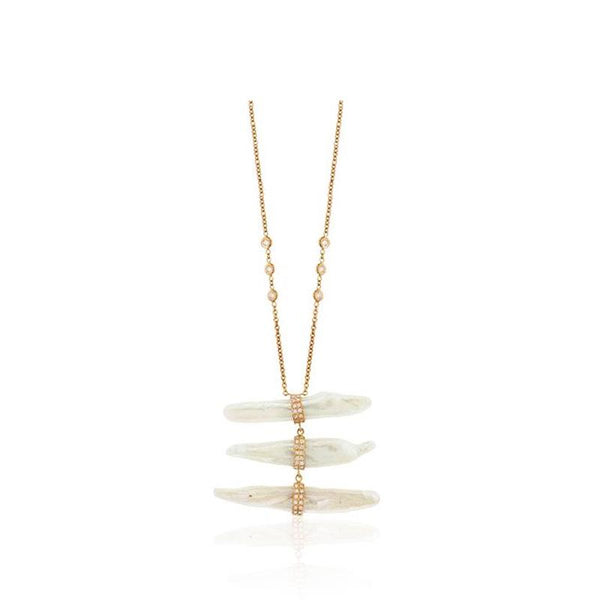 Pearl and Diamond Ladder Necklace