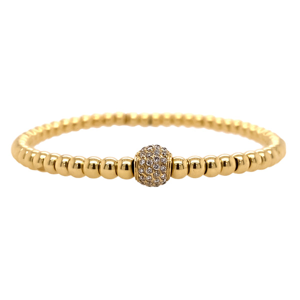 4mm Bead Stretch Bracelet with Pave Ball