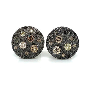 Scattered Diamond Disc Stud Earring