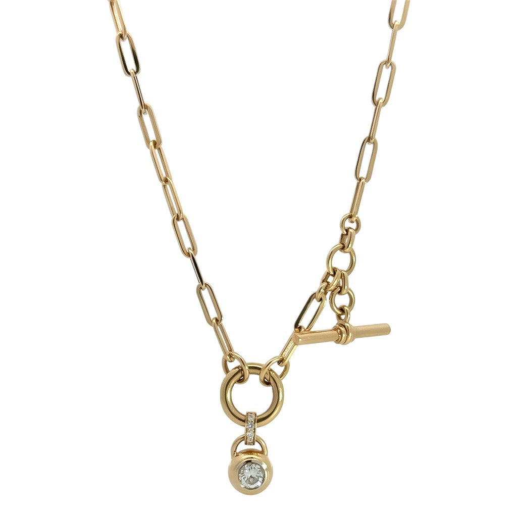 Diamond Drop and Toggle Necklace