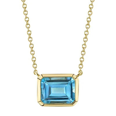 Bezel Set Blue Topaz Necklace