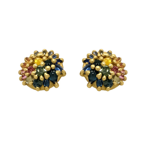 Multi Color Sapphire Dome Earring