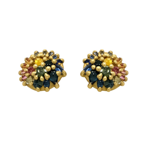 Multi Color Sapphire Dome Earring