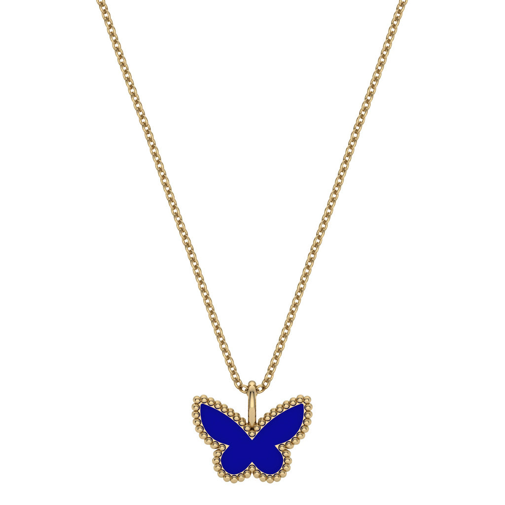 Two Sided Enamel Butterfly Necklace